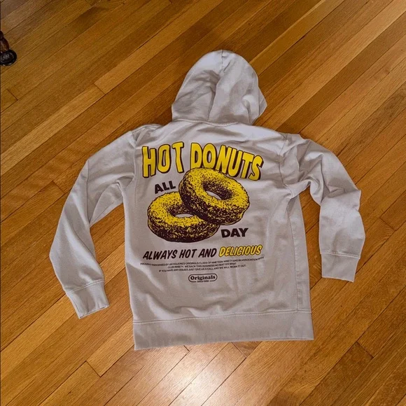 Hot Donuts Beige sweatshirt size men’s large. Outdoors Hoodie Activewear - Picture 7 of 7